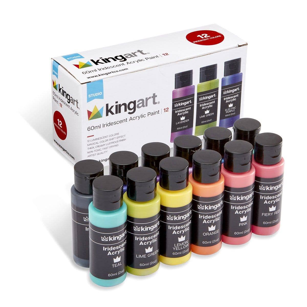 KINGART – wholesale Acrylic paint – Acrylic Paint - 12 Iridescent Colors 60ml4