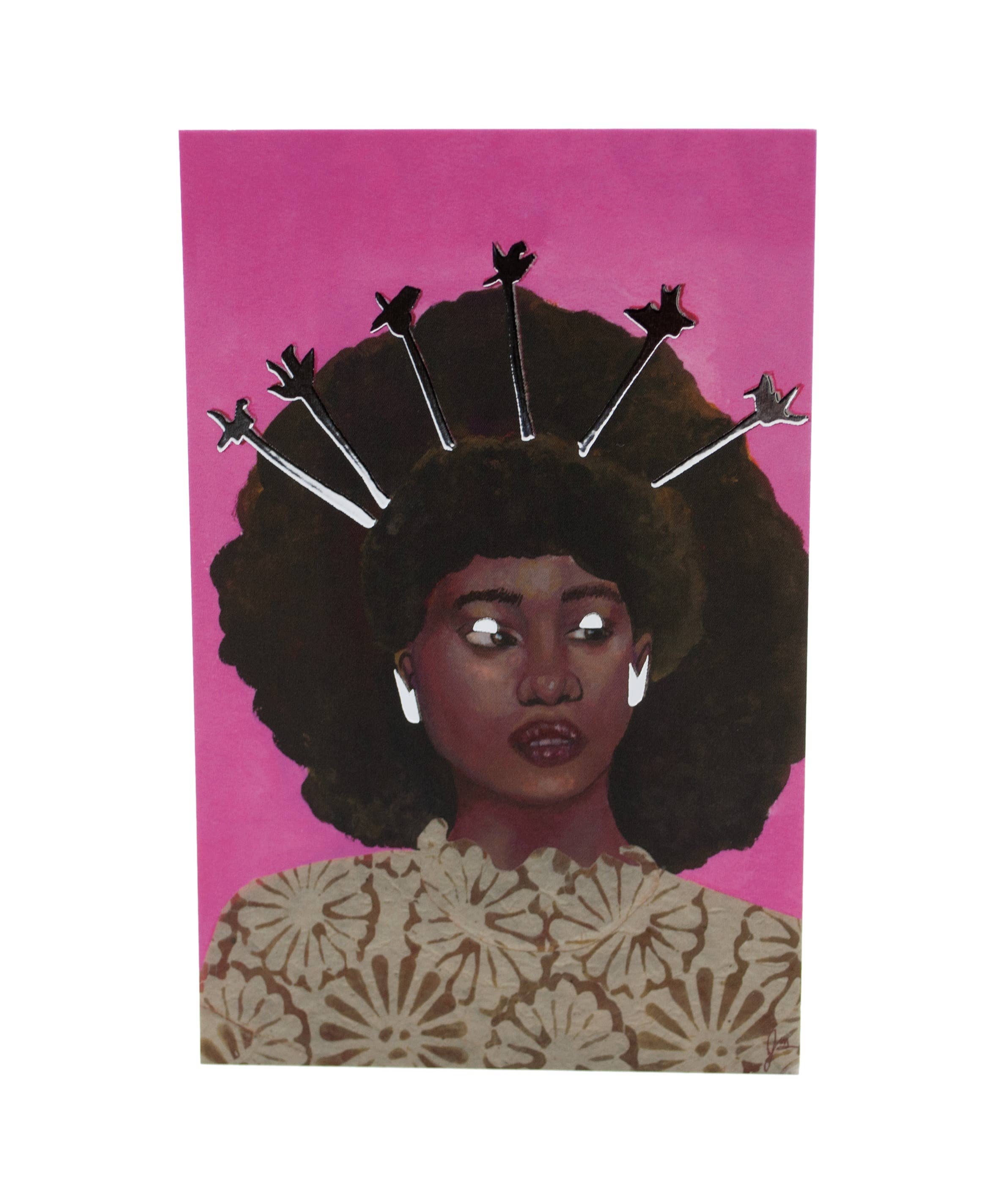 The Monarq - Wholesale Everyday Greeting Card - Silver Foil Art Card: Portrait 51