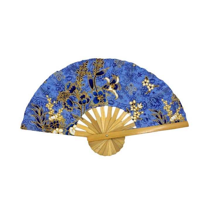 Earths Elements Wholesale - Wholesale Handheld Folding Fan - Floral Fabric Wooden Folding Fan - Assorted