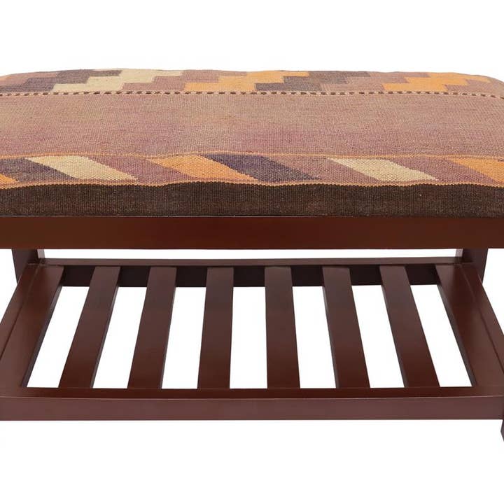 Arshs Fine Rugs - Venta al por mayor Puf - Banco de almacenamiento de madera hecho a mano tapizado Kilim de Urban Cash