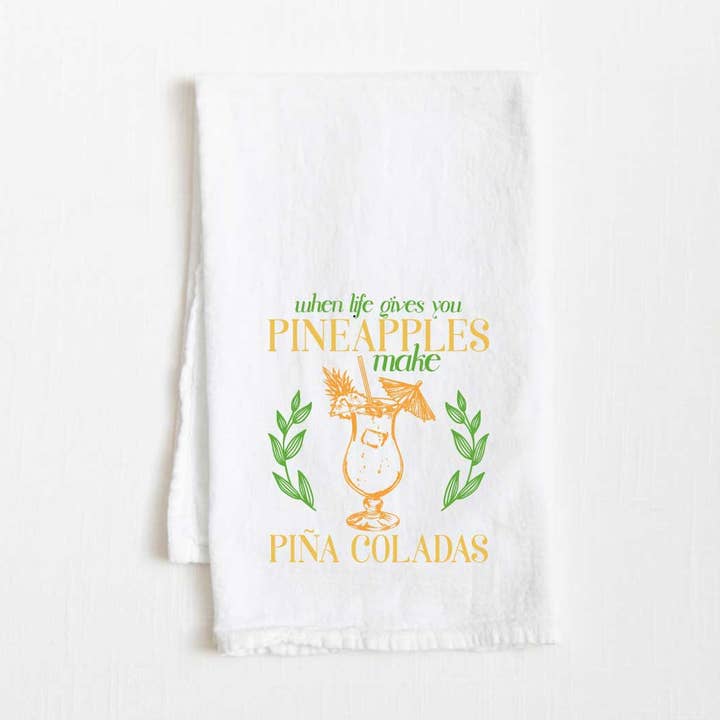 Quando a Vida te Dá Ananases Faz Pina Coladas Pano de Cozinha de Saco de Farinha - 36” x 32” por atacado de Towel Town