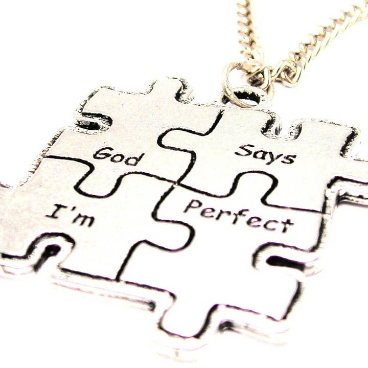 Chubby Chico Charms – Großhandel Kette mit Anhänger/Charm – God Says I'm Perfect Autismus Halskette mit großem Einzelanhänger