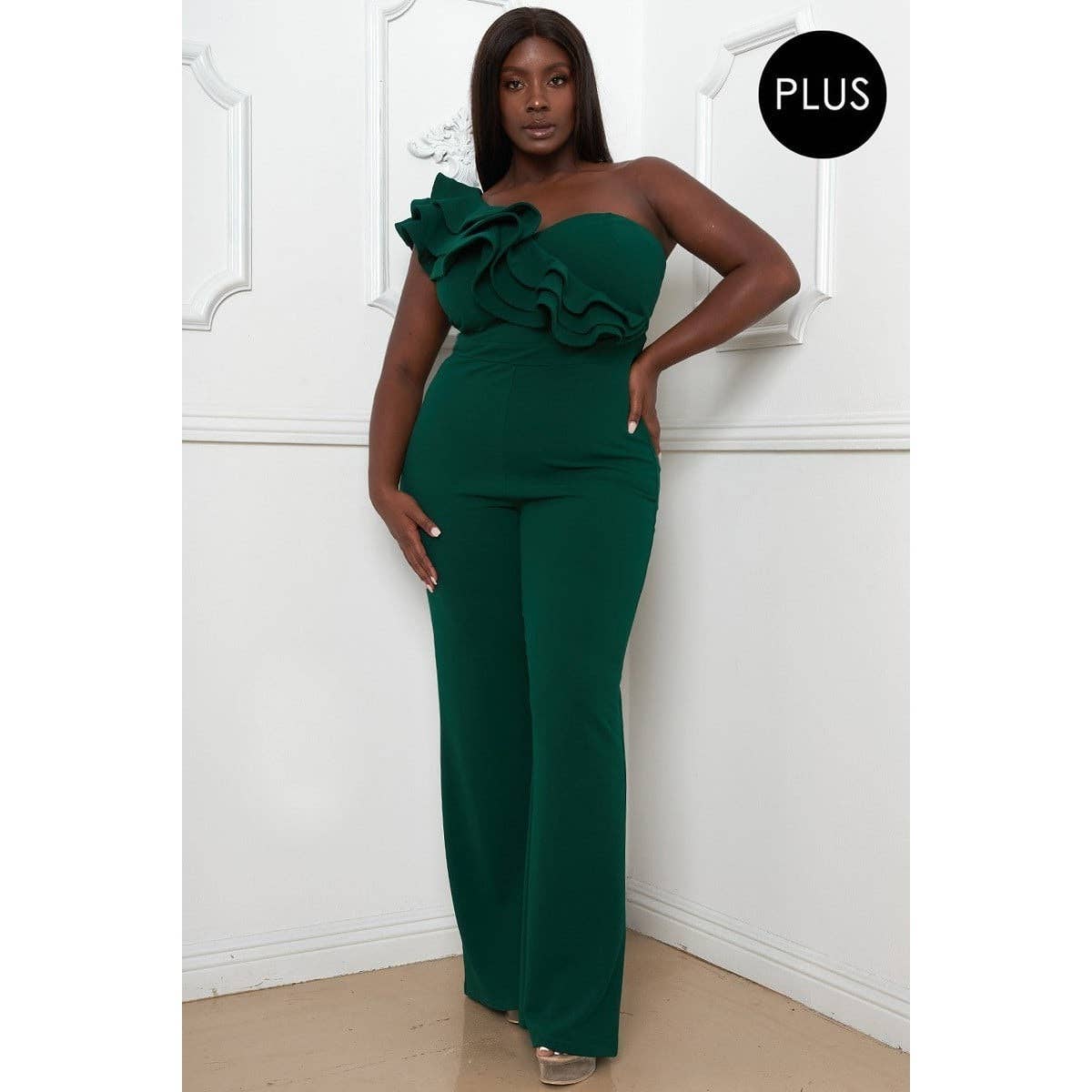 Black Pearl Clothing - Venta al por mayor Peto - Mujer - Mono de un hombro con volantes en capas de talla grande3