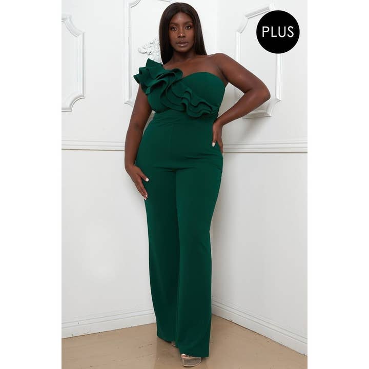 Black Pearl Clothing - Venta al por mayor Peto - Mujer - Mono de un hombro con volantes en capas de talla grande3