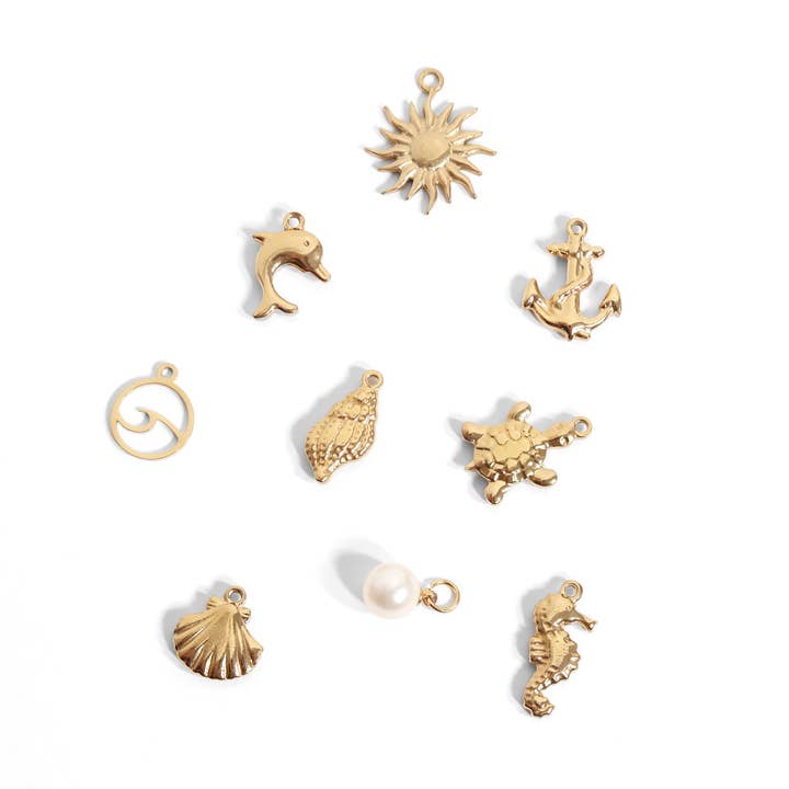 WJW - Wholesale Individual Charm/Pendant - 18K Gold PVD Stainless Steel Seahorse Charm