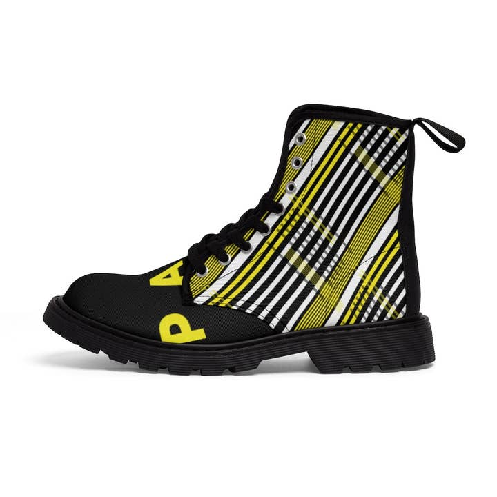 2882Sport™ Para Você Dark Academia Plaid Canvas Boots - Black for wholesale by 2882Brand™