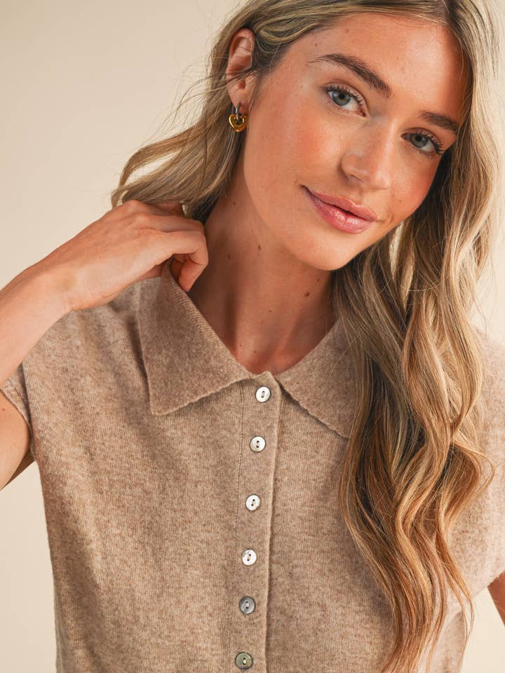 &MERCI - Wholesale Sweater Vest - Women's - CAP SLEEVE COLLARED SWEATER VEST MSW1123131