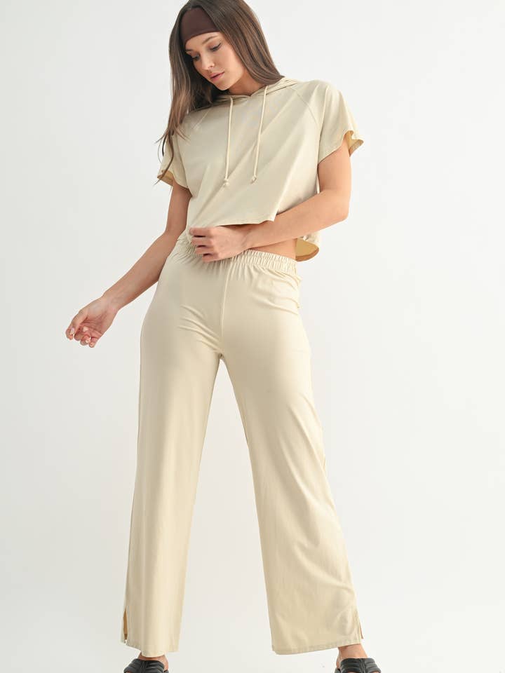 Mono B - Wholesale Lounge Sweatpants/Joggers - Women's - Air Essentials Foldover Waist Wide Leg Lounge Pants