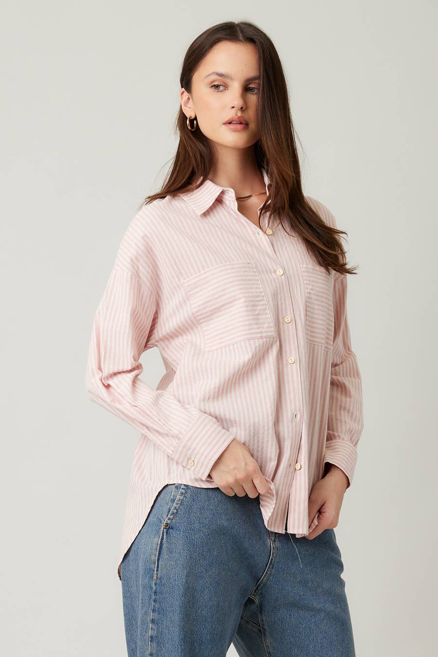 ILLA ILLA - Wholesale Button Down Shirt - Women's - Striped Cotton Shirt Top34