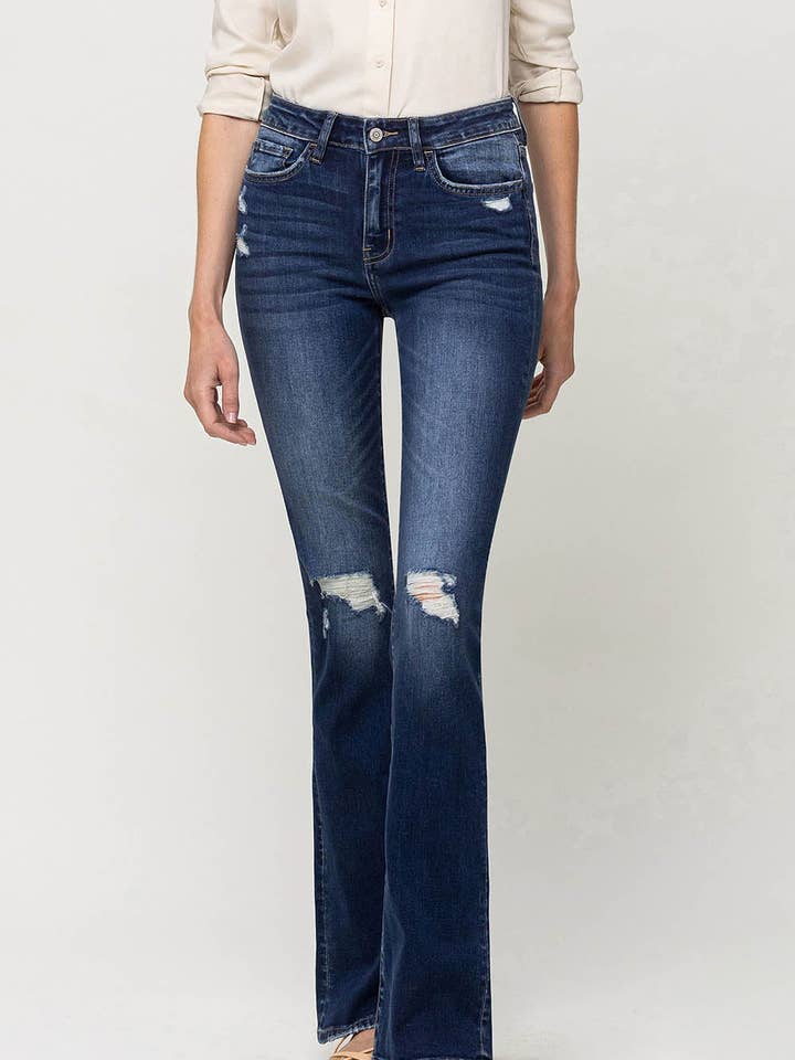 RUMBA MID RISE DISTRESSED BOOTCUT JEANS Y3393 for wholesale on Faire