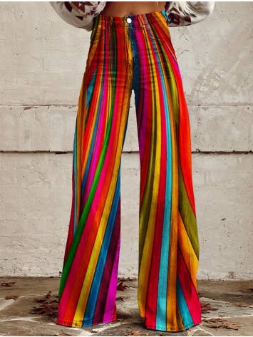 Tourtiwi - Wholesale Jeans - Women's - Imitation Jeans Wide Leg Pants 3D Printed Women's Pants