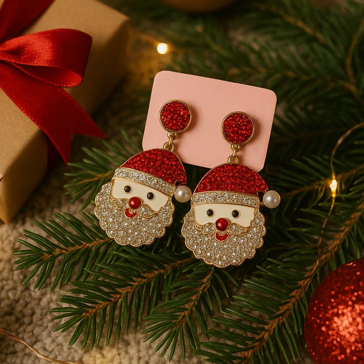The Bling Barn - Wholesale Dangle Earrings - Full Glam Rhinestone Christmas Fashion Earrings7