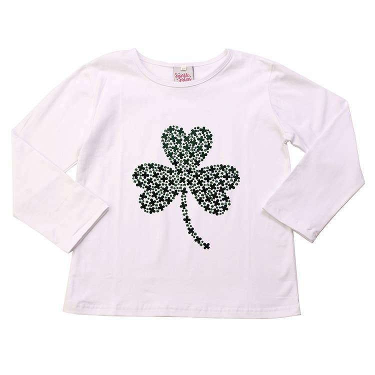 Sparkle Sisters by Couture Clips - Wholesale T-Shirt - Kids - Beaded Shamrock on Long Sleeve Tee1