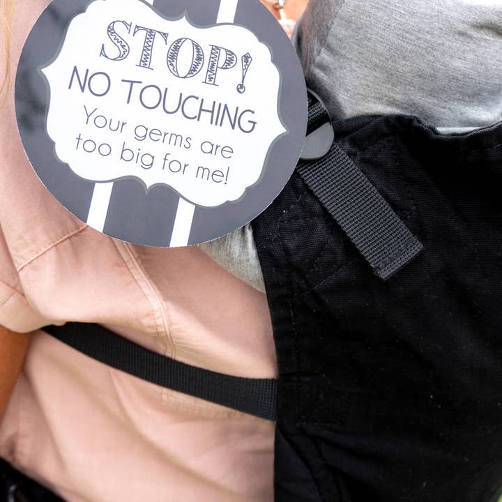 Three Little Tots - Wholesale Sign - Black and White No Touching Baby Car Seat Sign Tag5