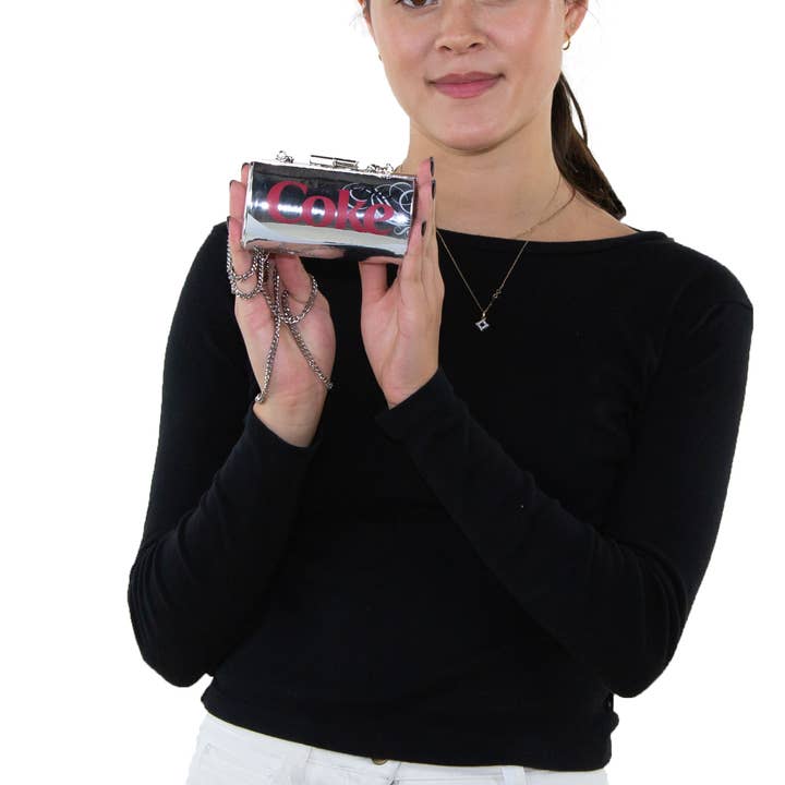 COMECO INC - Wholesale Crossbody Bag - Women's - Officially Licensed Diet Coca-Cola Can Bag Metallic Silver4