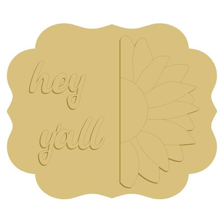 Targa 3D «Hey Y'all», in legno grezzo, intagliata, stile 33 per la vendita all'ingrosso da parte di Diverse Woodworking