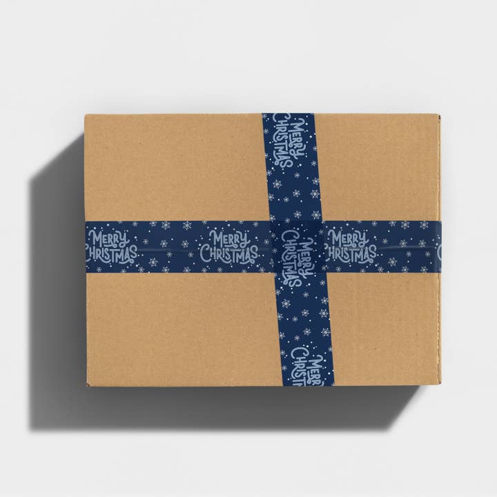 Shippy Tape - Wholesale Tape - Merry Christmas Snow Shipping Tape - Navy