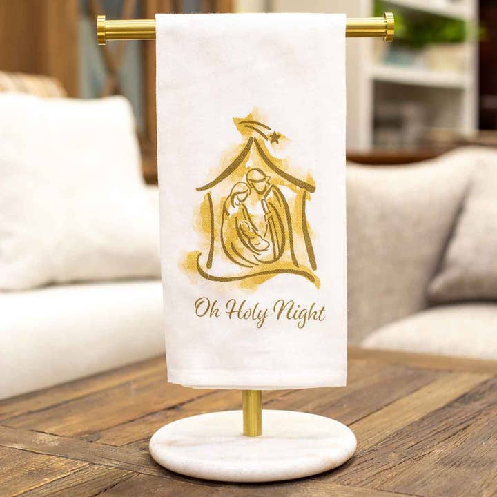 The Royal Standard - Wholesale Hand Towel - O Holy Night Hand Towel  White/Light Gold  20x28