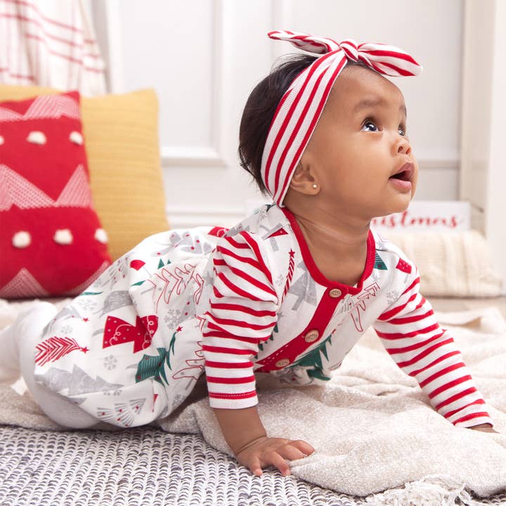 Tesa Babe - Vente Robe – bébé - Robe en coton avec sapins de Noël pour petite fille3
