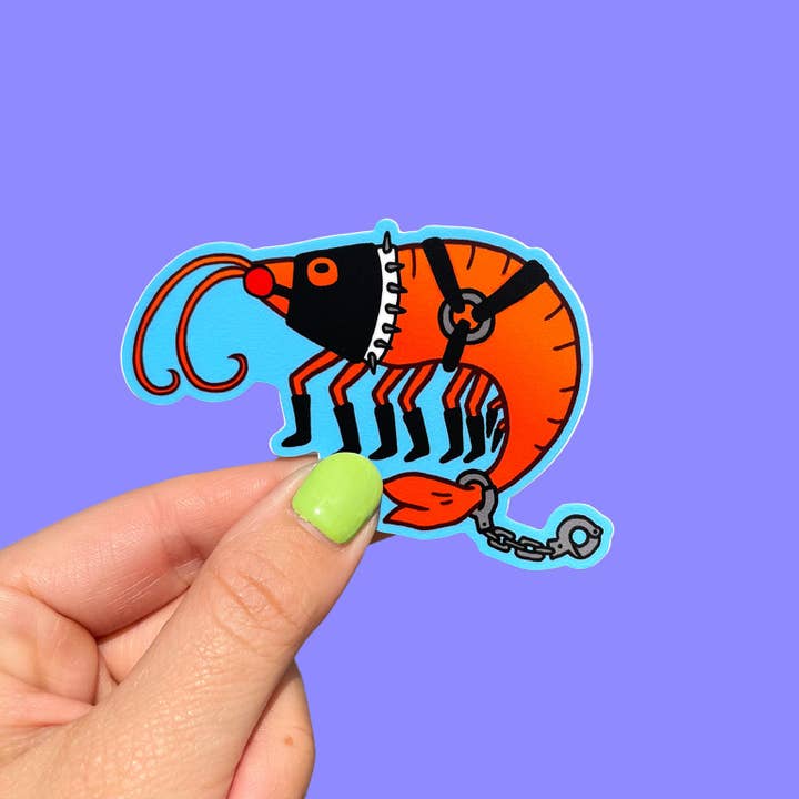 Shrimp Gimp Vinyl Sticker for wholesale by Tamiko Sidore Studio