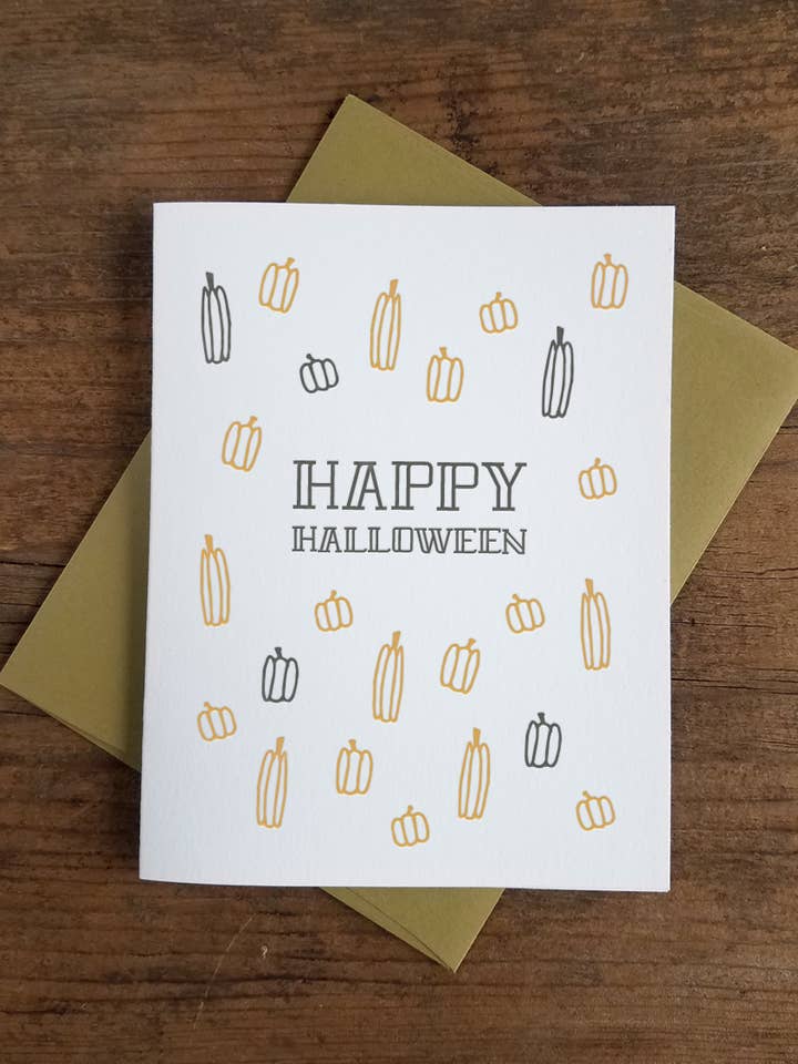 Glad Halloween Letterpress hälsningskort för wholesale av Iron Leaf Press