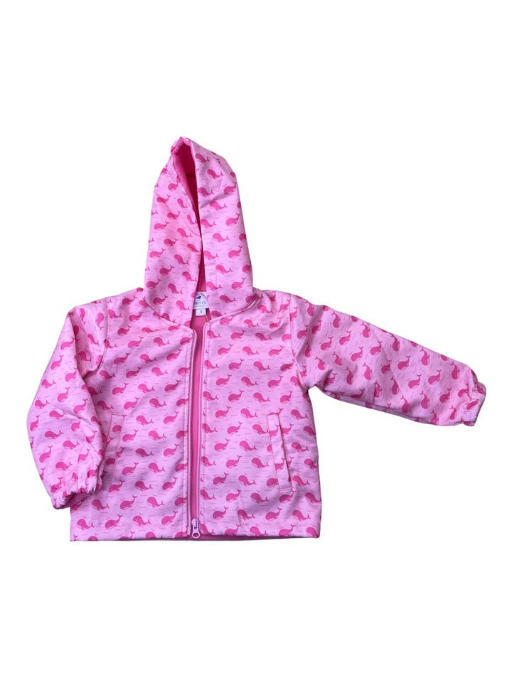 Pink Whale + Waves Raincoat for wholesale by Piping Prints