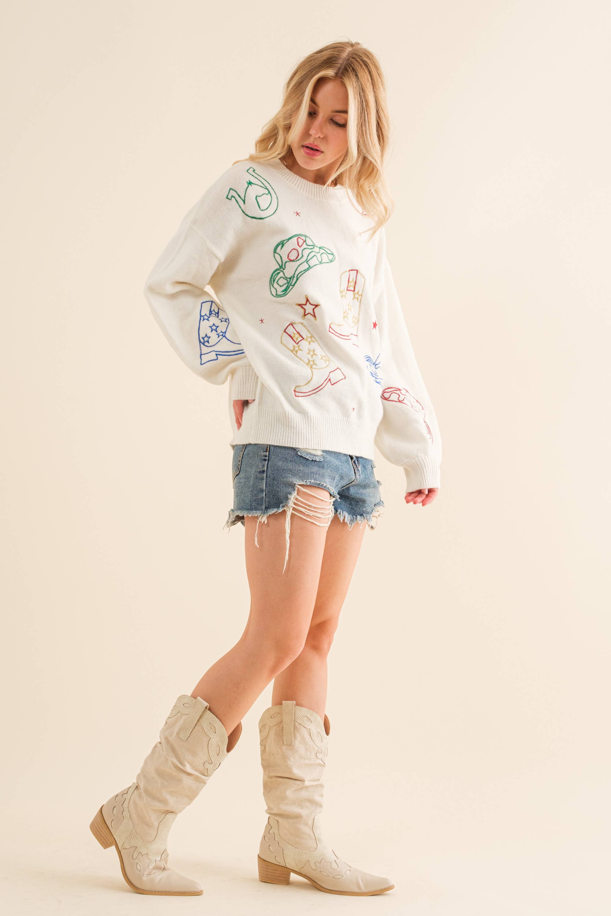 Blue B - Wholesale Pullover-trui - Dames - 15123W - Trui met Western Cowgirl16