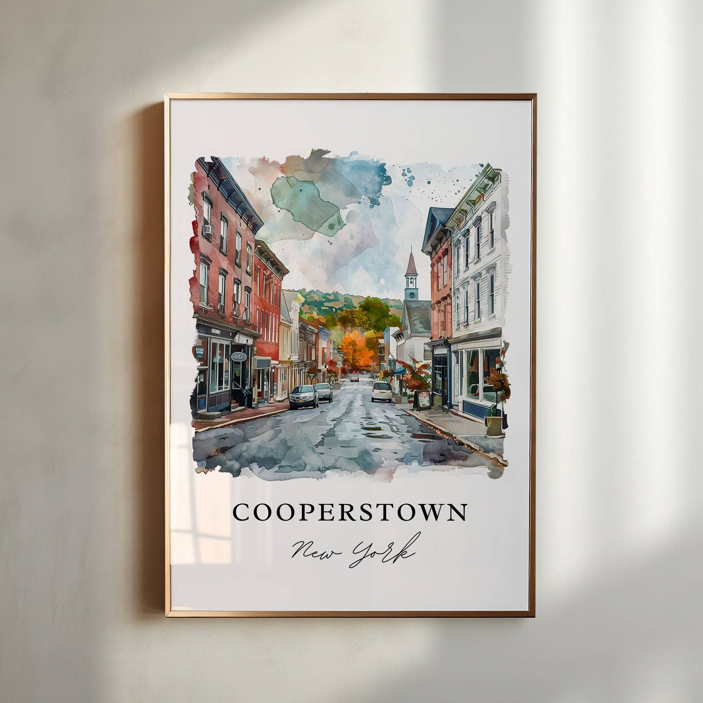 Premium Travel Art - Wholesale Art Print - Cooperstown NY Wall Art, Cooperstown Print, Baseball Hall of Fame Art, Cooperstown NY Gift,0