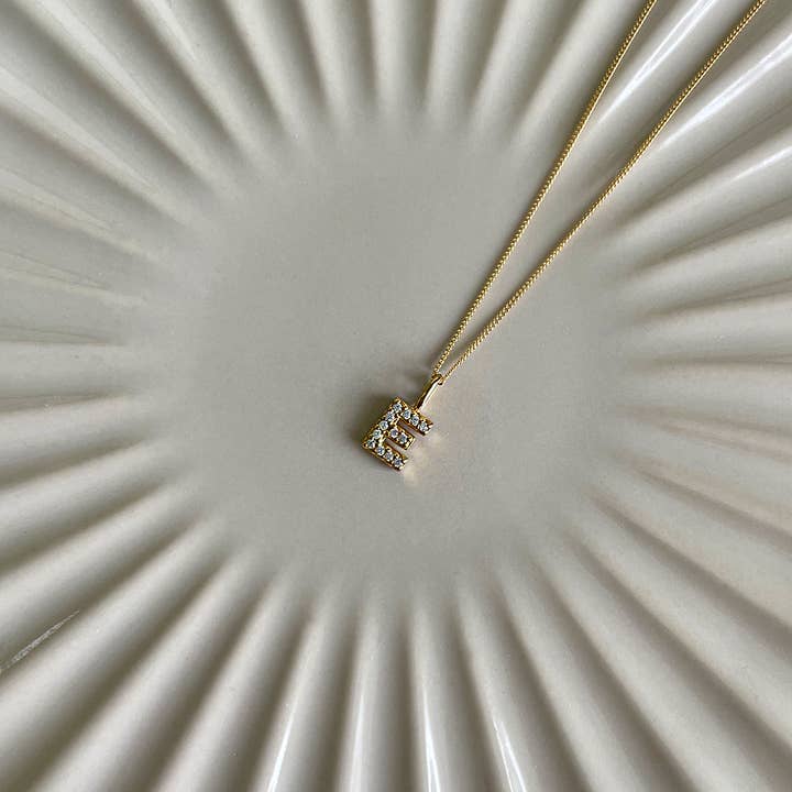 MINI ALPHABET LETTER CHARM NECKLACE (C.Z & 18K GOLD VERMEIL) for wholesale by Eliza Asta Jewellery