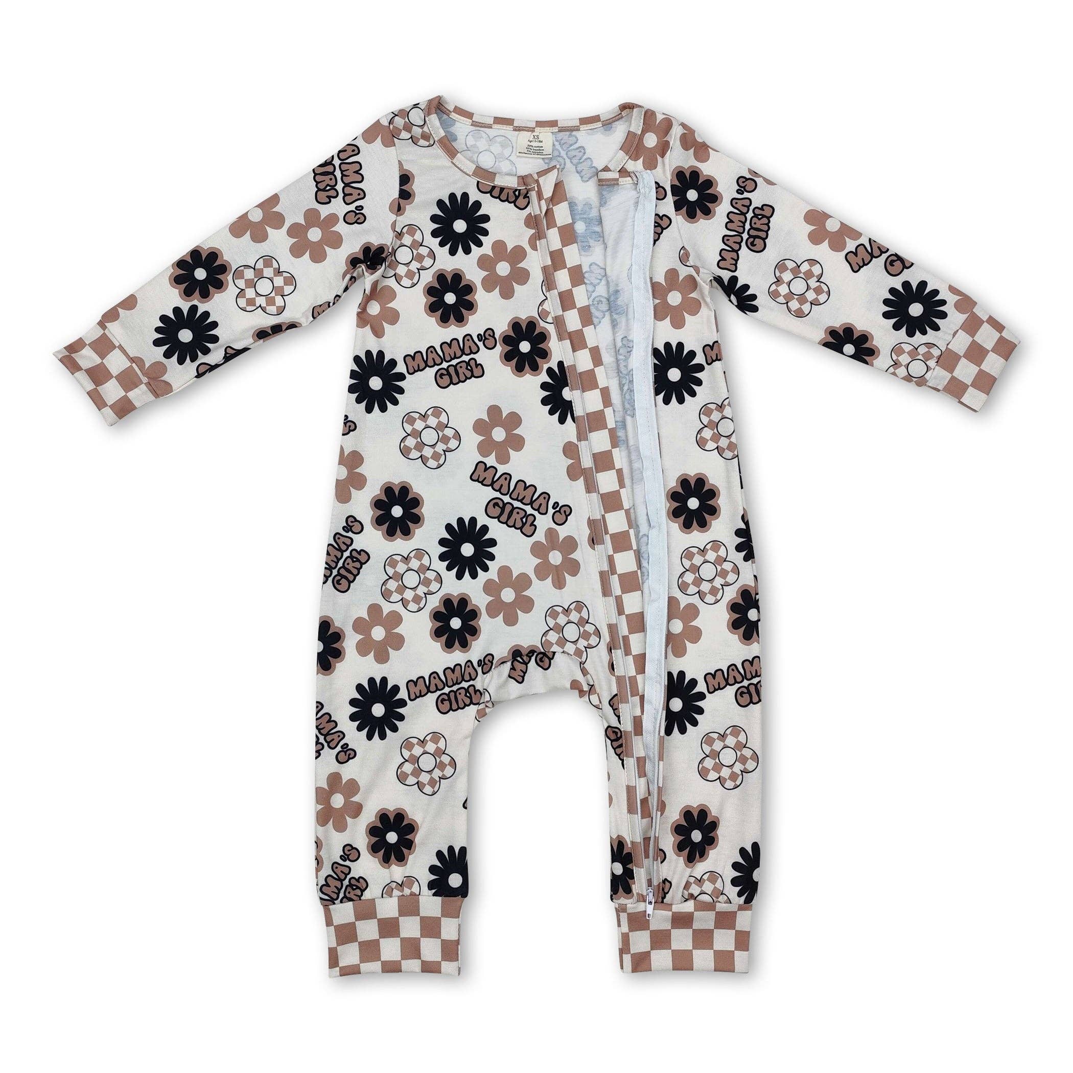 Yawoo Garments - Wholesale Jumpsuit - Baby - Mama's girls floral plaid baby zipper romper1