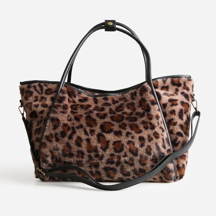 Leopard Pattern Faux Fur Shoulder Tote Bag and other Purchase Wholesale leopard print tote. Free Returns & Net 60 Terms on Faire trending on Faire.