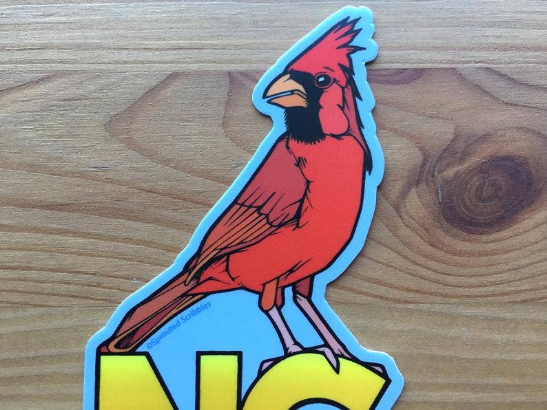 Sprouted Scribbles - Wholesale Sticker - North Carolina Sticker - NC Cardinal Bird Travel Nature3