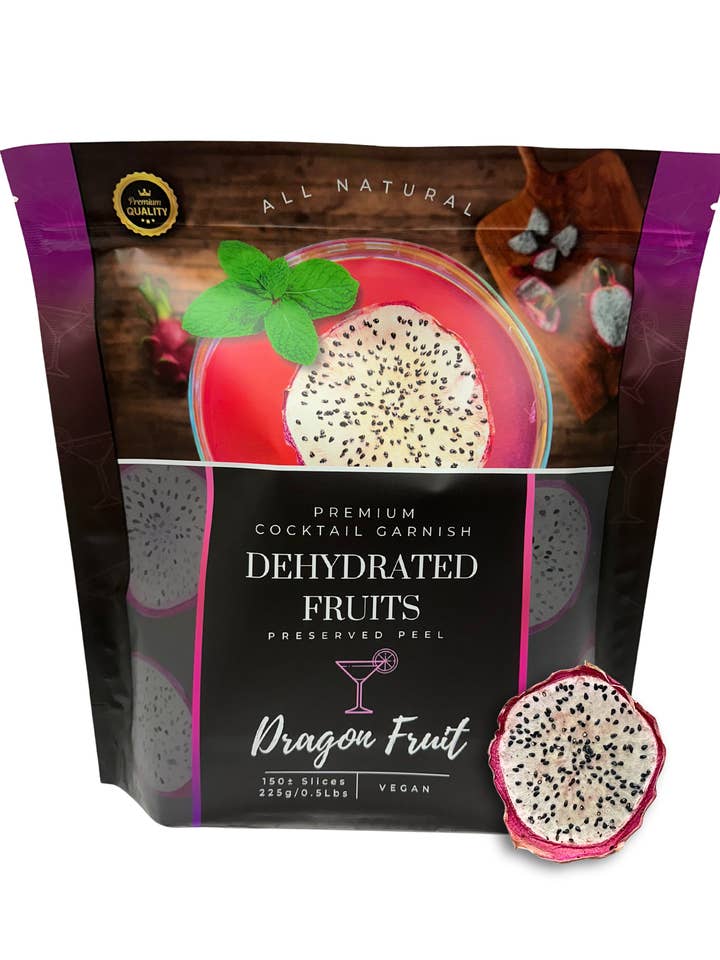 Dehydrated Dragon Fruit Slice – BULK SIZE | 150± Slices | DRIED FRUITS for Cocktail Garnishes & More for wholesale by PRESERVED PEEL