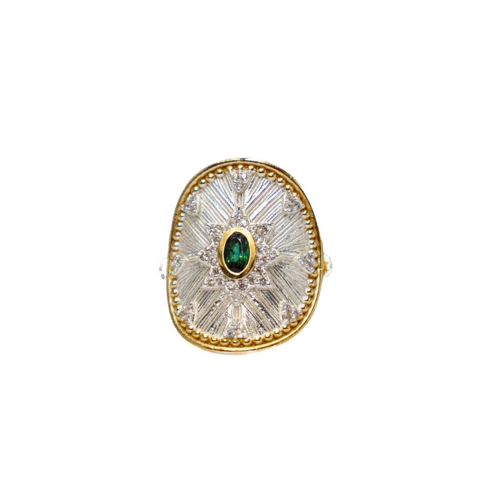 DIAPERIS - Wholesale Cocktail/Statement Ring - RINA RING SILVER GREEN TOURMALINE1
