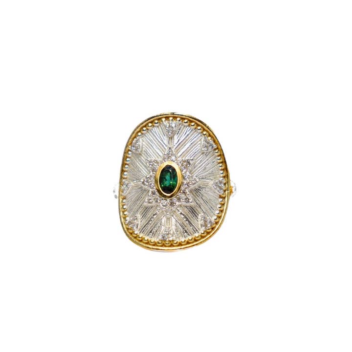 DIAPERIS - Wholesale Cocktail/Statement Ring - RINA RING SILVER GREEN TOURMALINE1