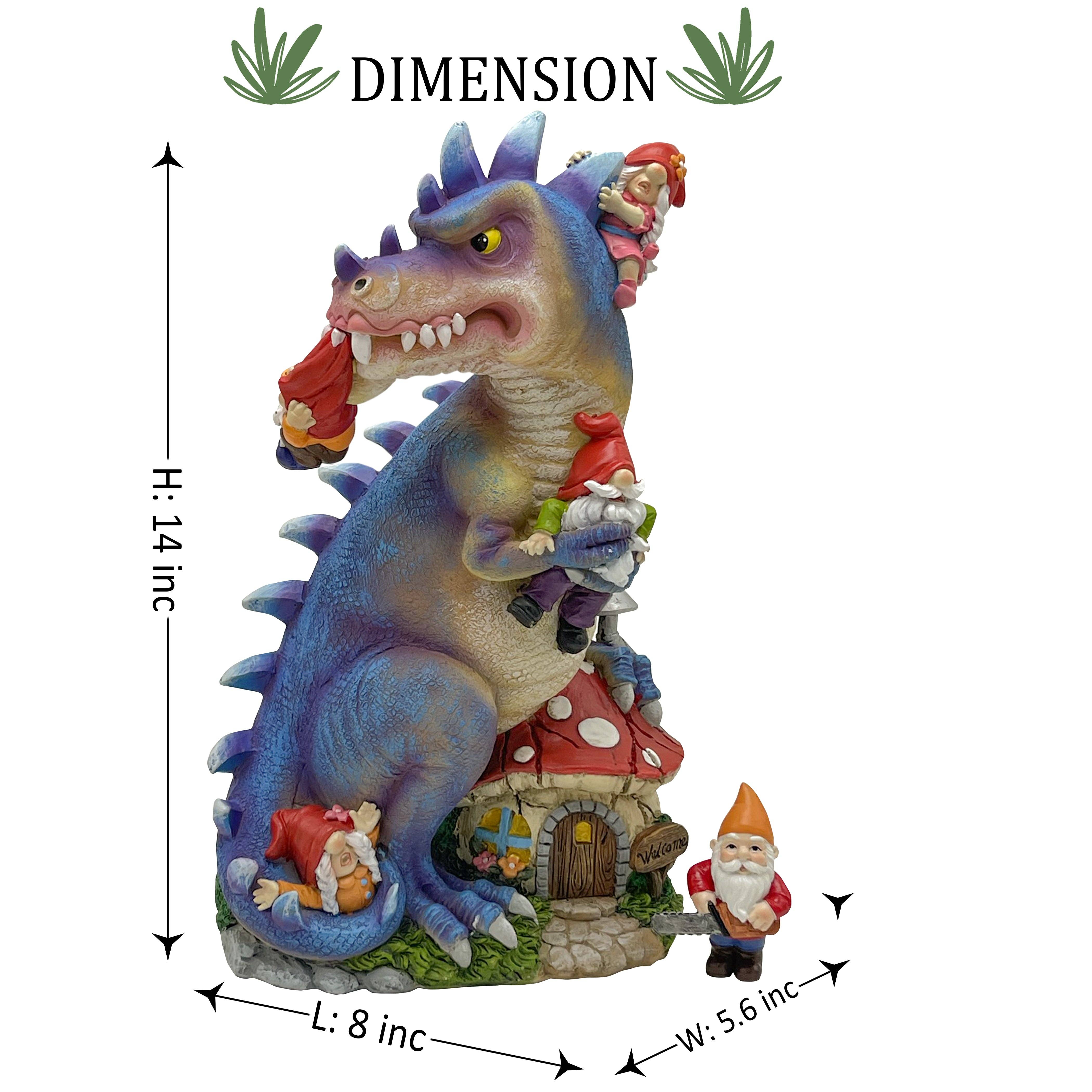 By Mark & Margot – Engroshandel Havenisse – Dinosaur Swinging Gnomes Statue Lilla med Stempelnisse - AF MARK & MARGOT - GRATIS FRAGT!7