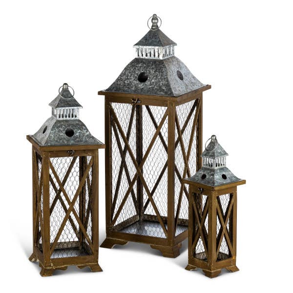 Promo Set of 3 Wood and Iron Nested Candle Holders for wholesale by The Gerson Companies