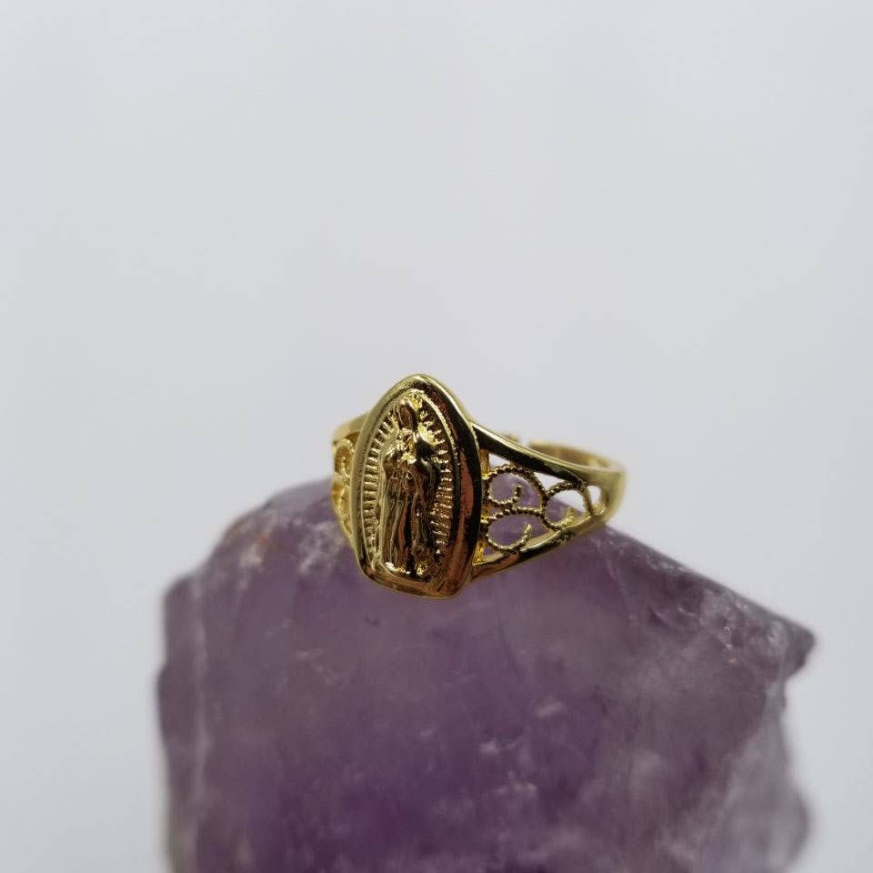 magnolia jewelry – wholesale Band/stacked ring – Dainty Holy Mary Gold Adjustable Ring3