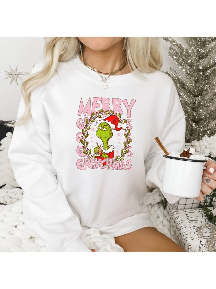Painted Lavender – wholesale Graphic sweatshirt – Women’s – Merry Grinchmas Grinch Christmas Crewneck Sweatshirt