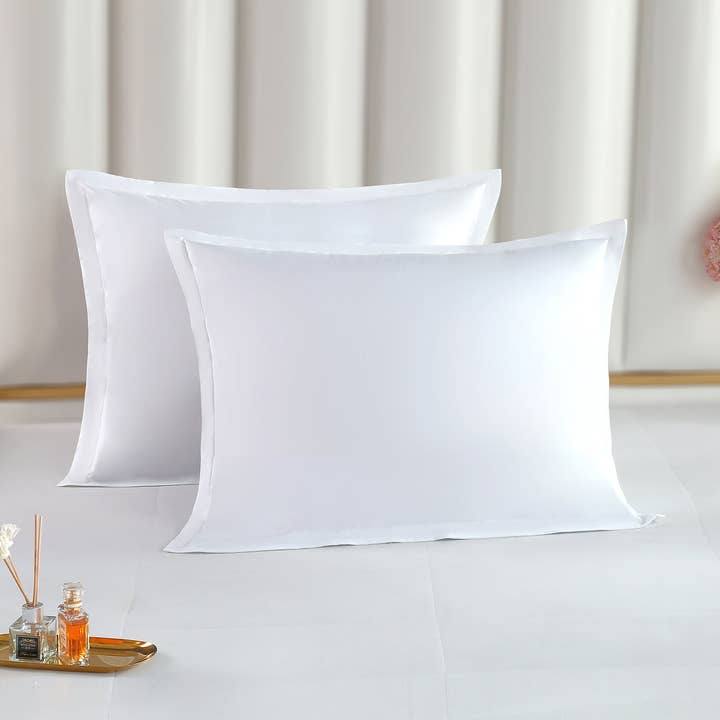 Long-staple Cotton Pillow Sham Set of 2, White for wholesale by THE COTTON & SILK