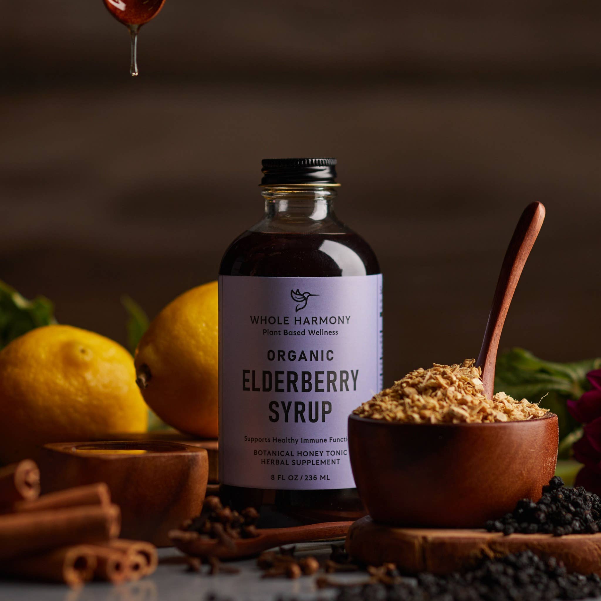 Whole Harmony - Wholesale Voedingssupplement/vitamine - Gecertificeerde BIOLOGISCHE vlierbessen siroop 8oz3