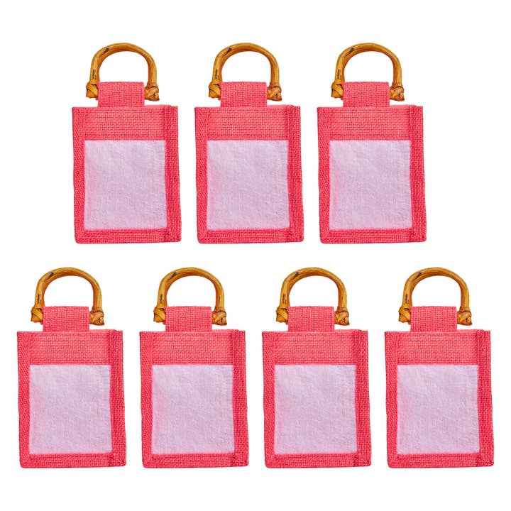 Jute Gift Bags – 7-Pack with Cane Handles for DIY Gifts for wholesale by ecojutebags