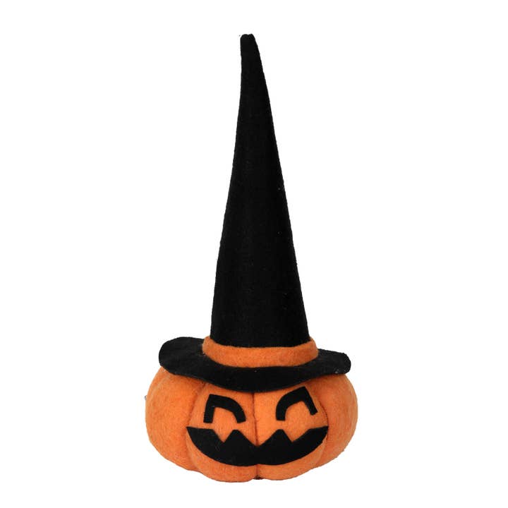 18" Ghost Halloween Pumpkin With Hat for wholesale by Vatican Homes