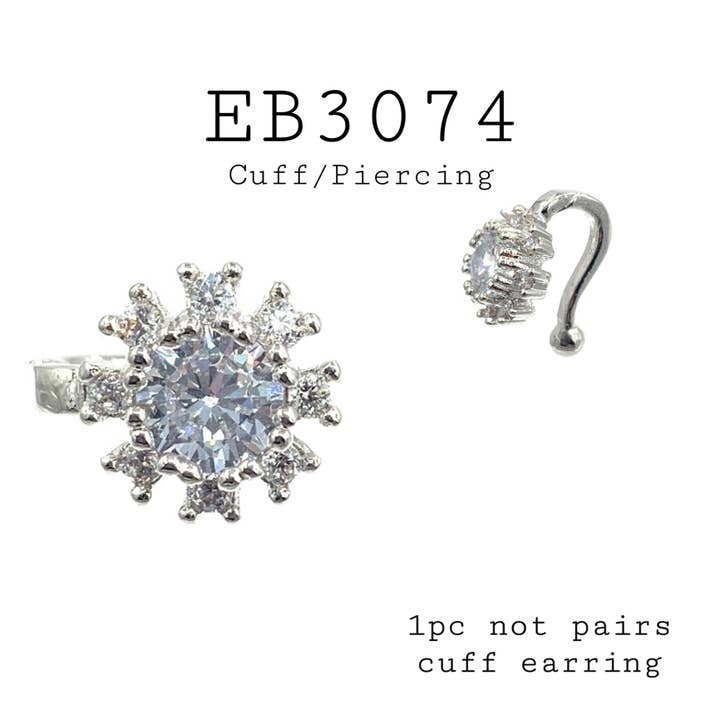 Cubic Zirconia Cuff Brass Earrings for wholesale by Nisso & Co. NYC Jewelry Wholesale