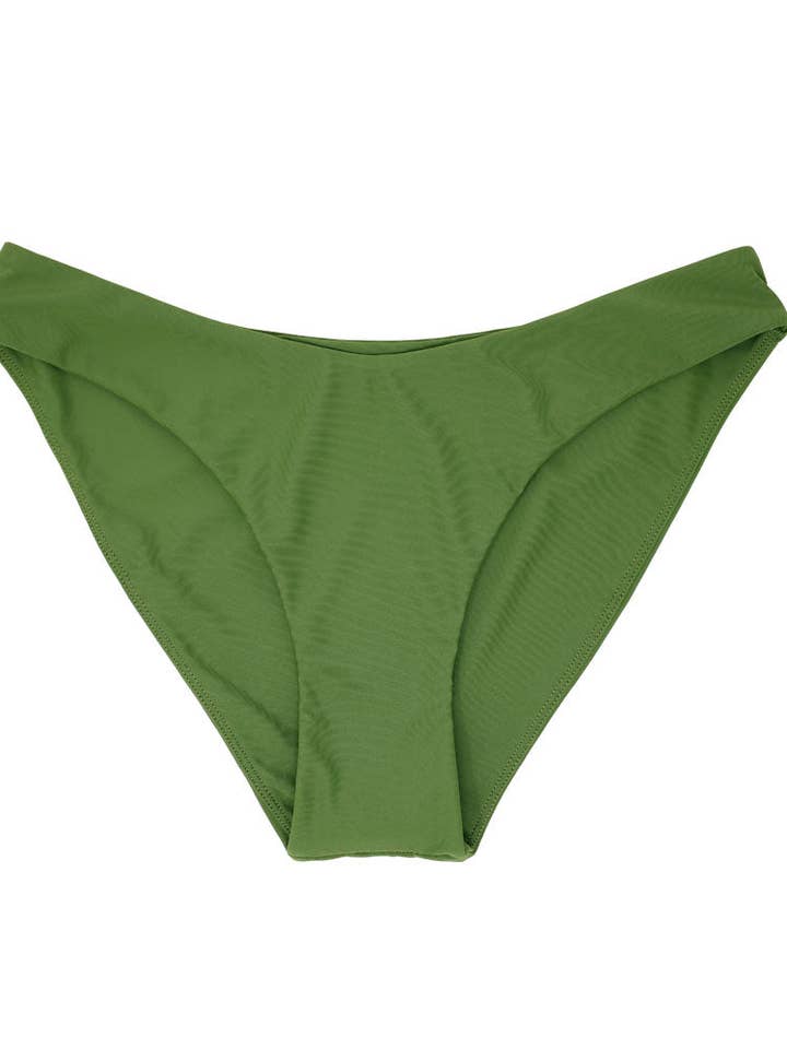 Women's Green Full Coverage Bikini Bottoms (DEVI Aloe) for wholesale by Serei Swim