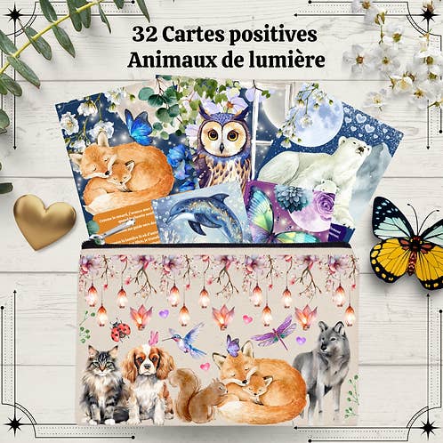 32 Cartas de afirmações positivas Animais de Luz Les Moonettes por atacado de Les Moonettes