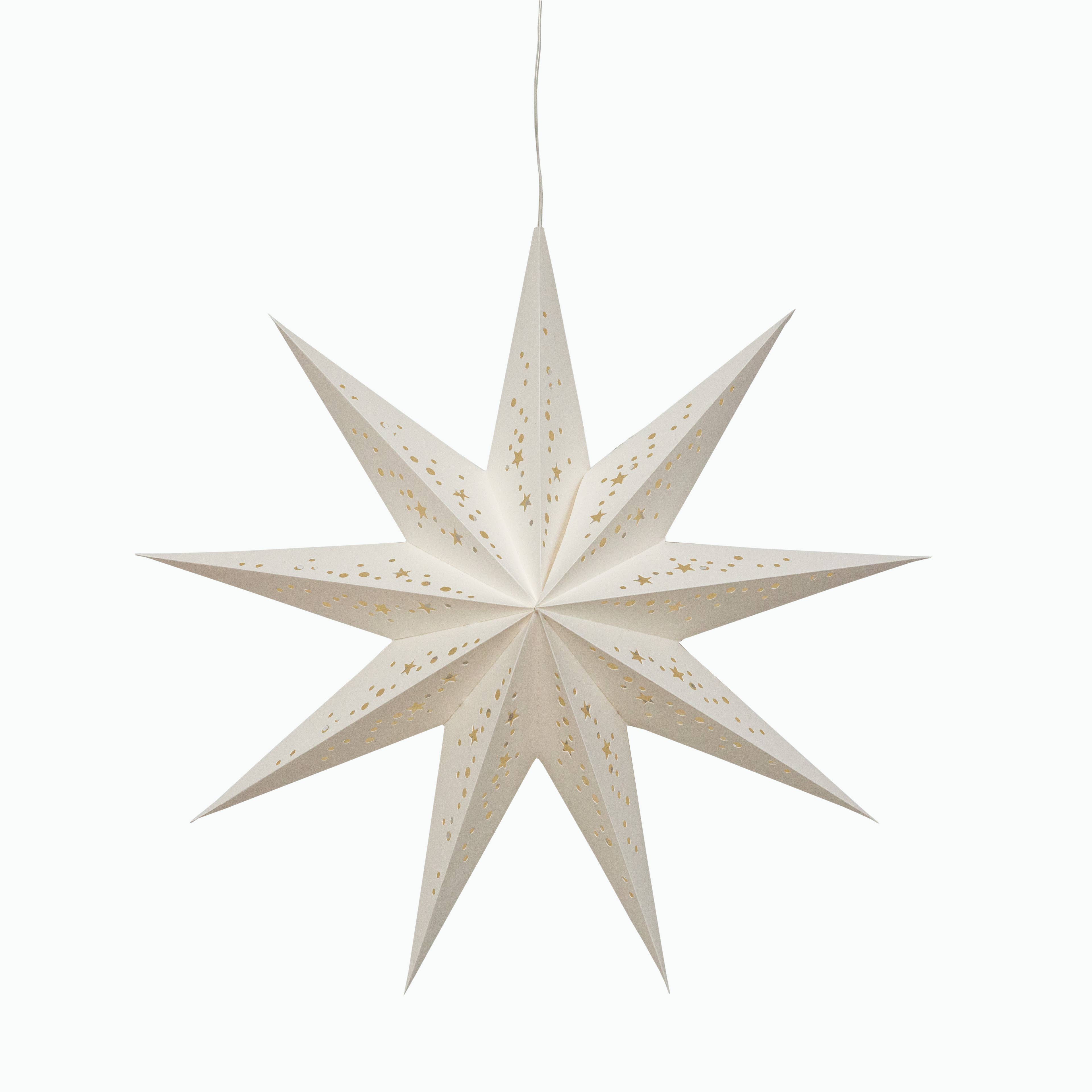 Artschatz LLC - Wholesale Paper Lantern/Lamp - Twinkle Star ~ 9 P, 16", White Paper Star Lantern Light7
