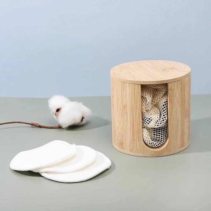 Smile Boutiques - Venta al por mayor Desmaquillantes - Soporte para Almohadillas de Maquillaje de Bambú - Biodegradable