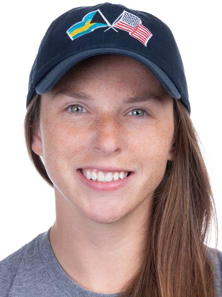 Bahamas and US Flag Hat | American Friendship Nations Flag Baseball Low Profile Dad Hat for Men Women for wholesale by Ann Arbor Tees