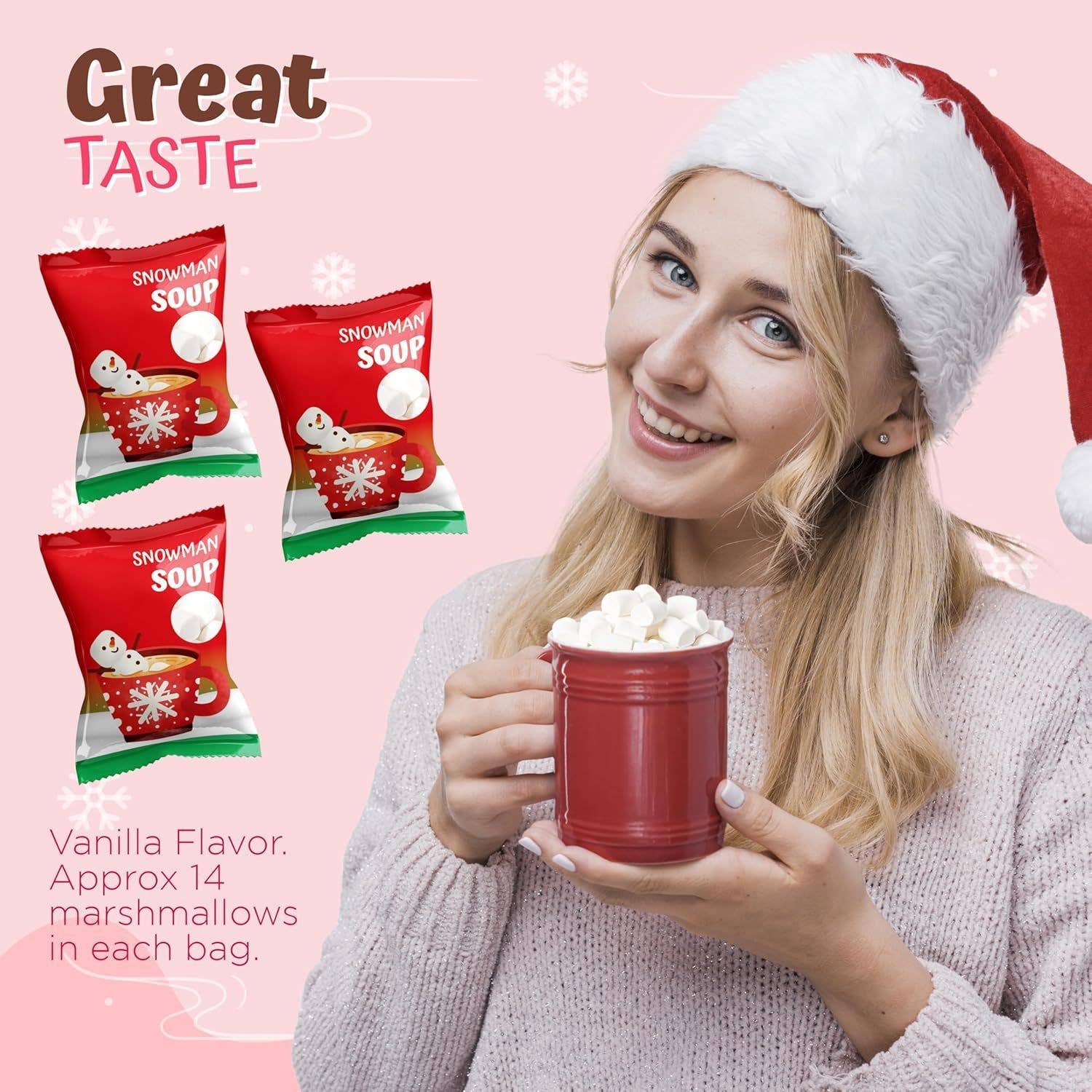 4E's Novelty - Wholesale Puffed Snack - 4E's Snowman Soup Mini Marshmallows 50-Pack, Hot Cocoa Toppe1